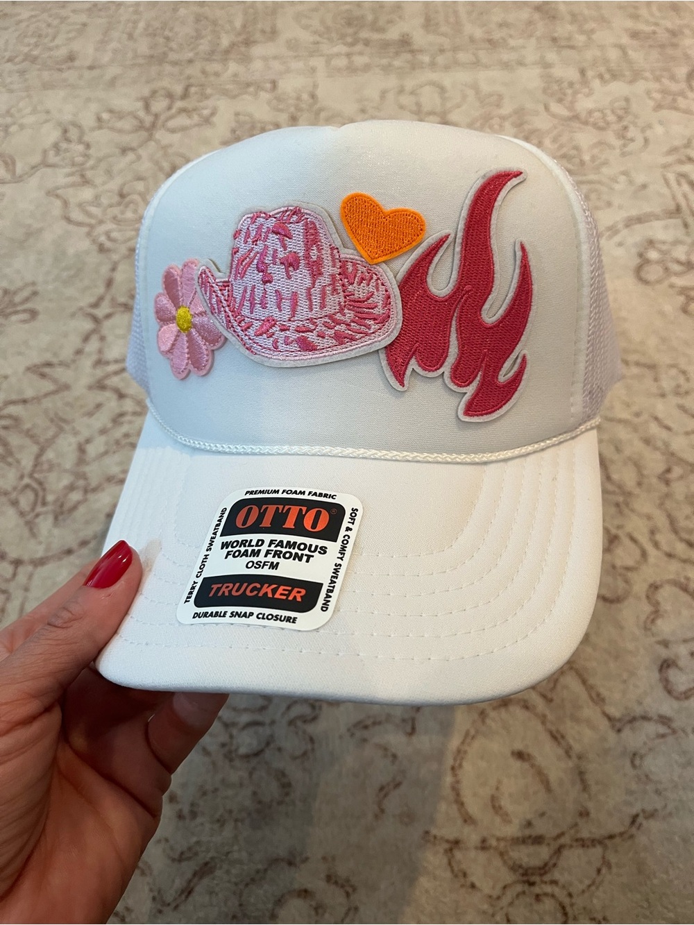 New Custom OTTO White Patch Trucker Hat Western/Cowgirl/Country Theme